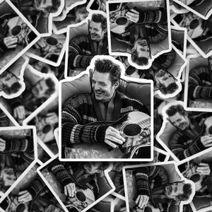 Pedro Pascal Guitar Sticker  Pedro Pascal       Vinyl Decal for Laptop, Tumbler, Phone