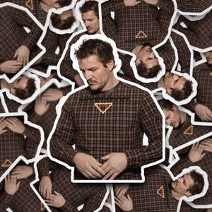 Pedro Pascal Striped Shirt Sticker  Pedro Pascal       Vinyl Decal for Laptop, Tumbler, Phone