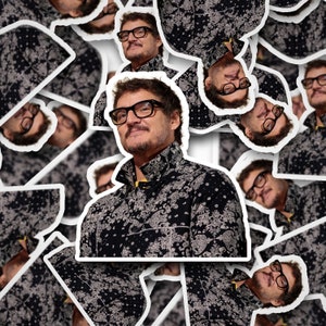 Pedro Pascal Glasses Sticker  Pedro Pascal       Vinyl Decal for Laptop, Tumbler, Phone