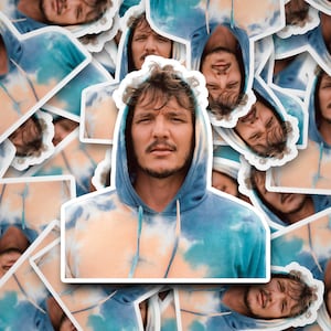 Pedro Pascal Hoodie Sticker  Pedro Pascal       Vinyl Decal for Laptop, Tumbler, Phone
