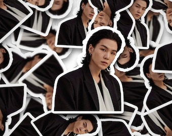 Suga pegatina de pelo largo / pegatinas / pegatina Bangtan / calcomanía de vinilo para computadora portátil, vaso, teléfono