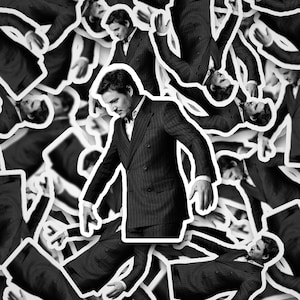 Pedro Pascal Black & White Suit Sticker  Pedro Pascal     Vinyl Decal for Laptop, Tumbler, Phone