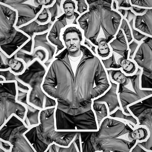 Pedro Pascal Jacket Sticker  Pedro Pascal       Vinyl Decal for Laptop, Tumbler, Phone