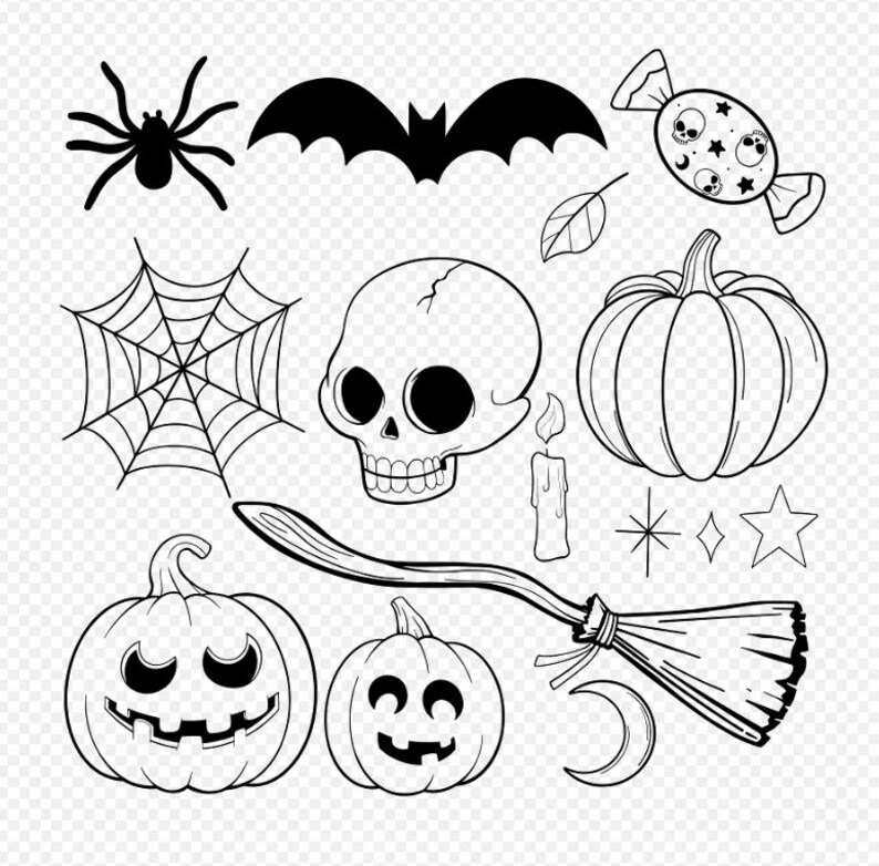 Cute Halloween Character Bundle,color Page,halloween Bundle Svg ...