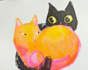 Riso Friends Cat Print