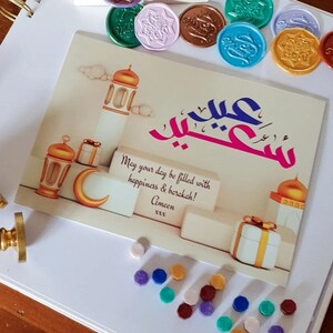 Pacote com 5 cartões Eid multipack com selos de cera Eid presentes diferentes designs