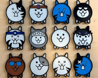 The Battle Cats Coasters Set of 4 with Caddy – 3D Printed Cute Cat Drink Coasters with Non-Slip Cork Backing