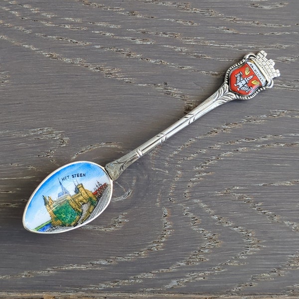 RARE Het Steen Fortress Antwerp Belgium Souvenir Spoon by ANTIKO Kohlbecker Silberwarenfabrik. Collectible Demitasse Spoon Gift. Ships FAST!