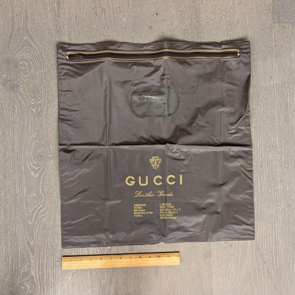 GUCCI Retro Vinyl Zip Up Zippered Leather Goods Travel Suitcase Toiletry Storage Bag Dust Cover Plastic Sleeper Pouch *Like New* Ships FAST!