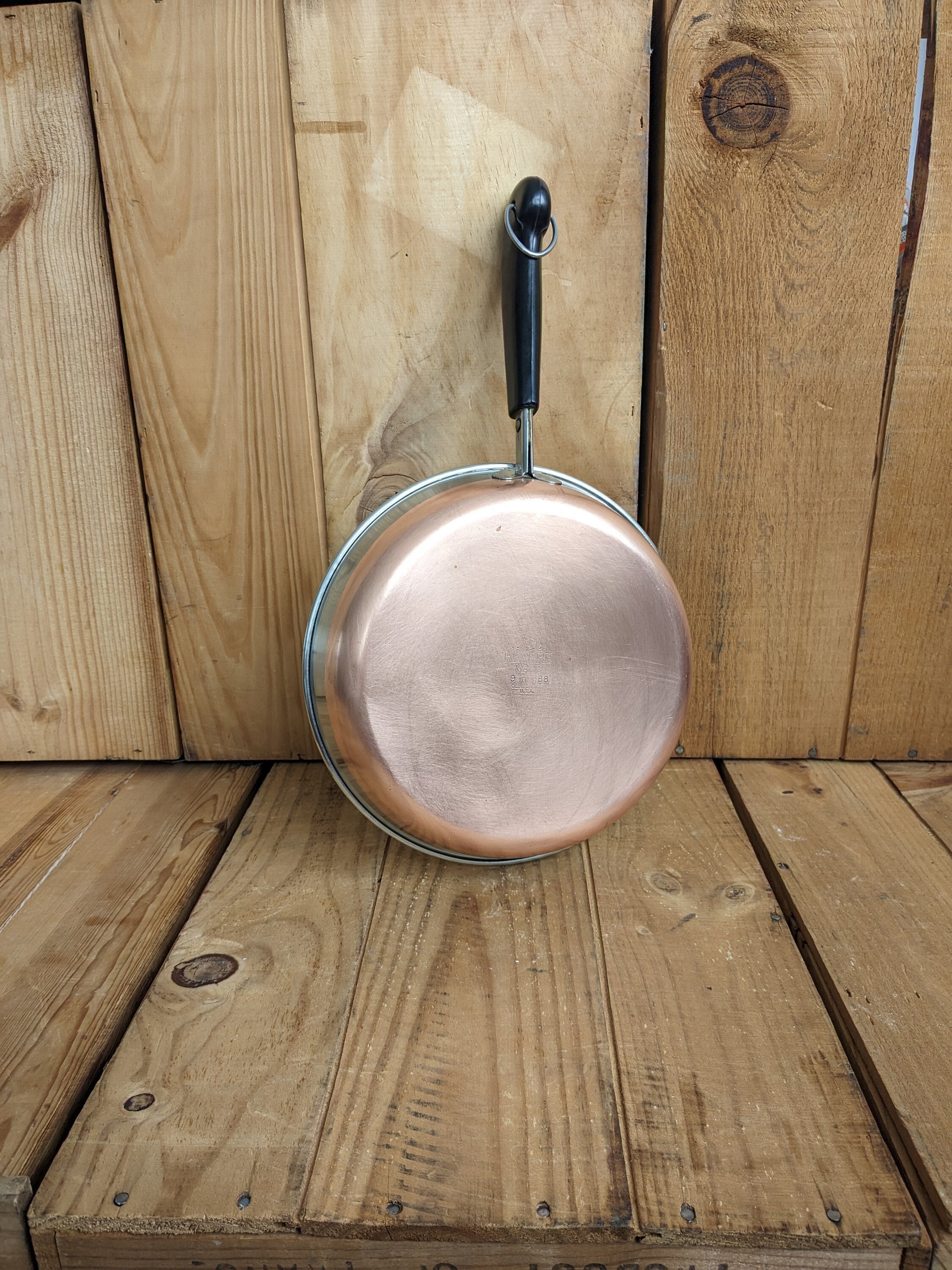 vintage Revere Ware copper clad bottom 12 inch skillet frying pan