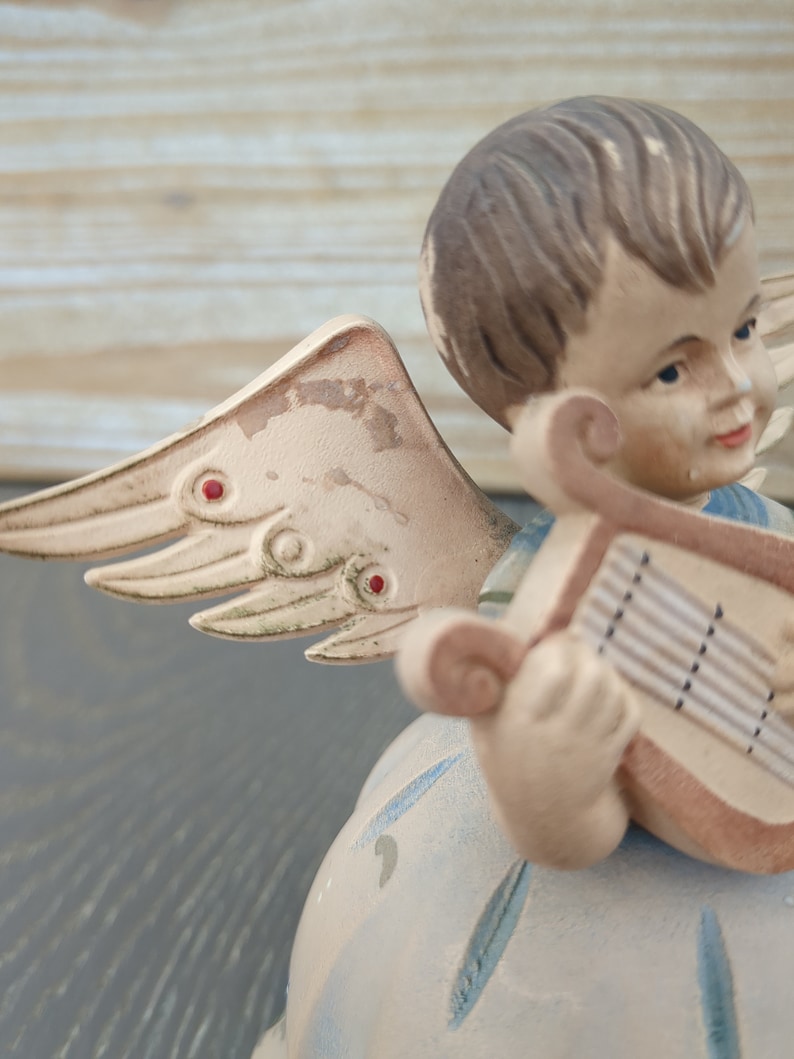 Vintage ANRI Toriart Italy Reuge Music Box Angel Playing Harp Etsy