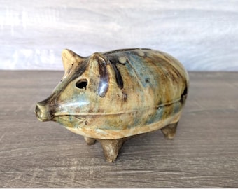 Hole Eyed Drip Glaze Piggy Bank Antique Made In Austria Pottery Pig Stamped &#39;3 3/4 X&#39; Stoneware Souvenir Memento Travel Keepsake Decor Gift