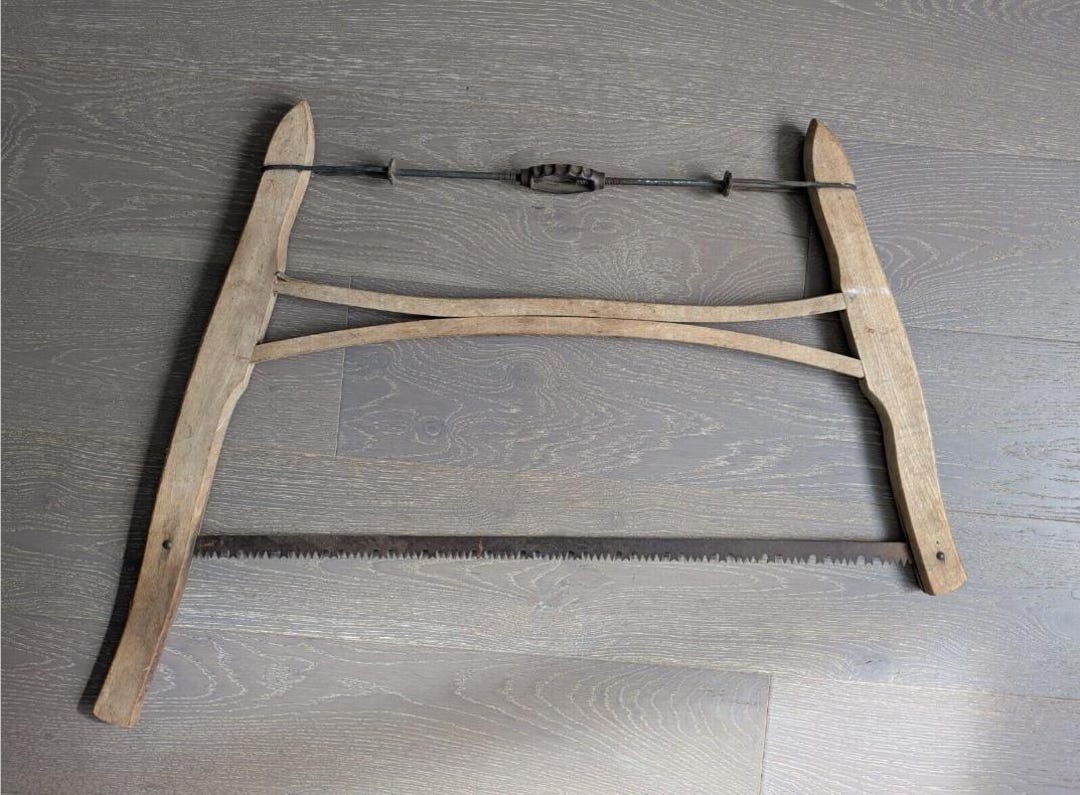 Primitive Antique Cross Cut Wood Buck Saw Logging Tool Bow 29