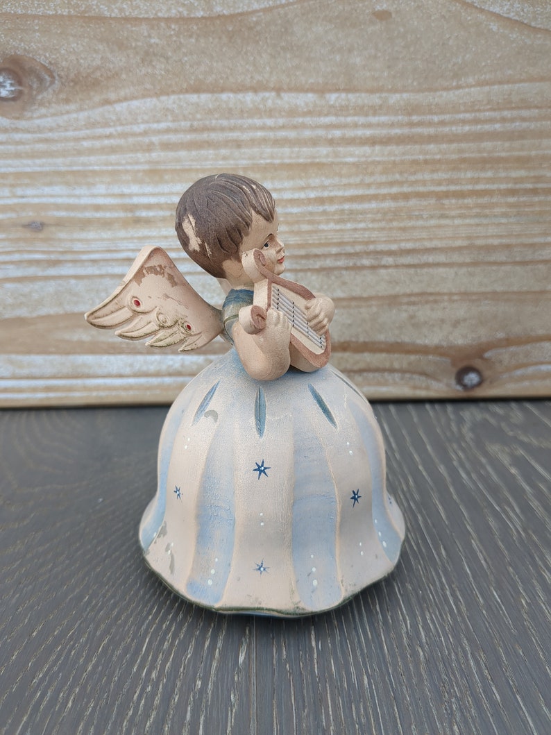 Vintage ANRI Toriart Italy Reuge Music Box Angel Playing Harp Etsy