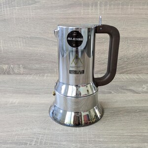 ALESSI 9090/6 Inox 6-Cup Stovetop Neopolitan Moka Pot Made In Italy Espresso Maker Vtg 1980s Richard Sapper MoMA Coffee Camping Lover Gift