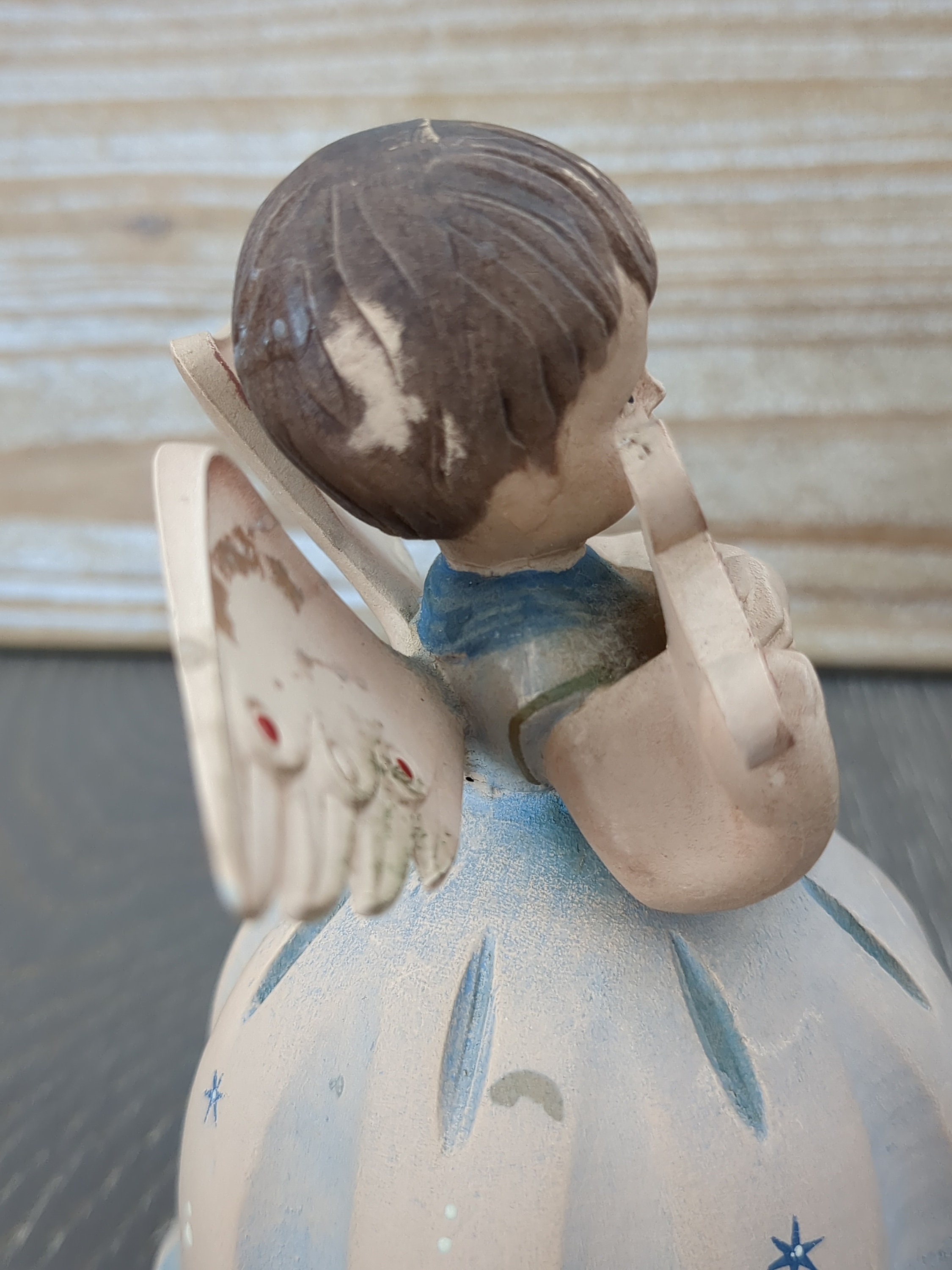 Vintage ANRI Toriart Italy Reuge Music Box Angel Playing Harp. Silent