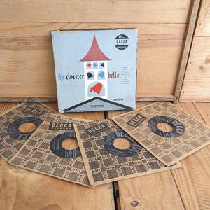 Vintage 1951 The Cloister Bells Decca 45 U / min Schallplattenset - Leonard Joy Einzigartige volkstümliche religiöse spirituelle Rosenkranzmusik Geschenkidee