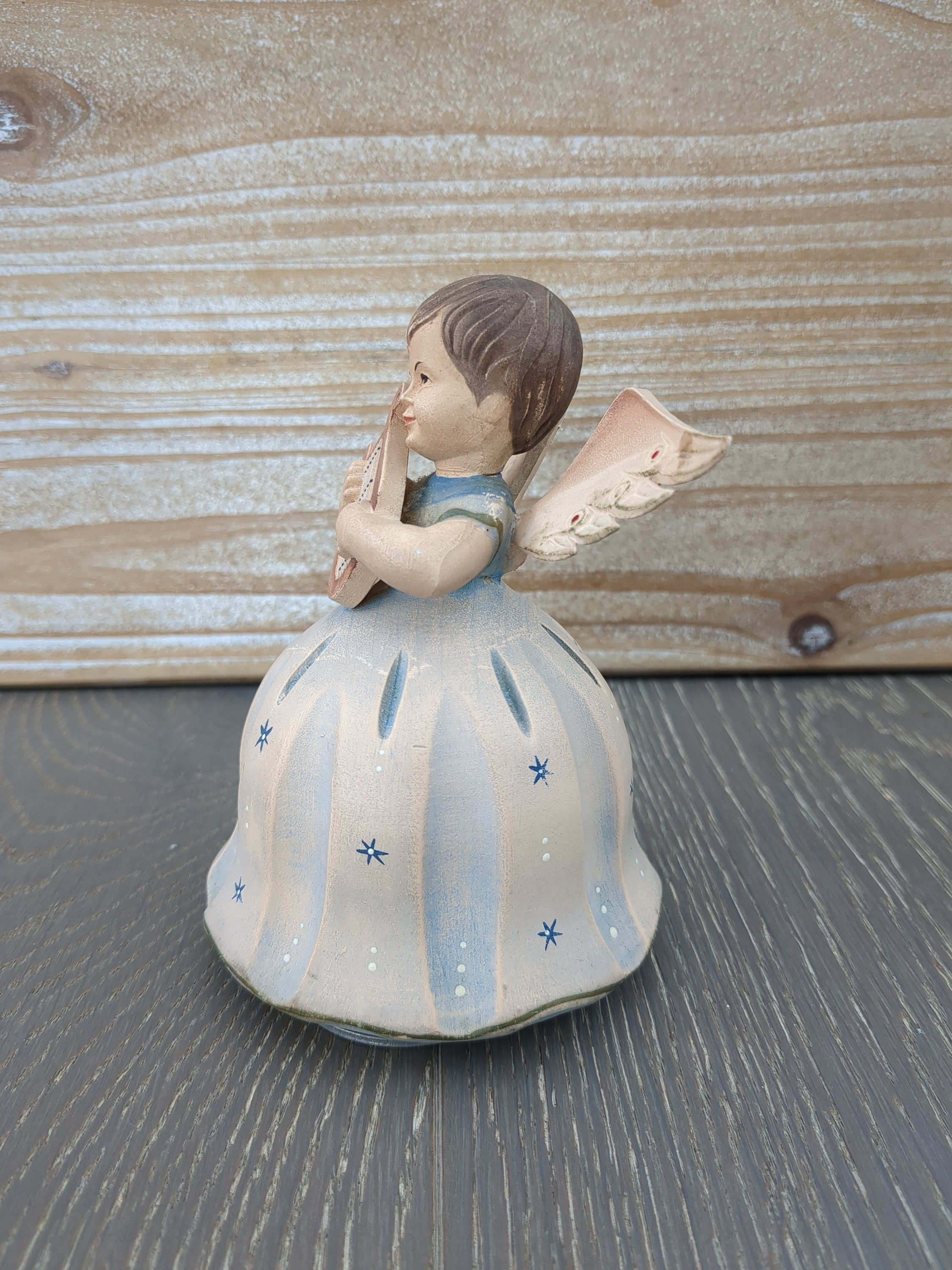 Vintage ANRI Toriart Italy Reuge Music Box Angel Playing Harp. Silent