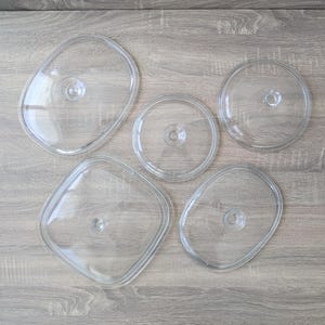 Pyrex Corning Ware Clear Glass Casserole Dish Replacement Lids with Knobs. 7 - 8 - 9 - 10 in - Assorted Oval, Square & Round Lids Ships FAST