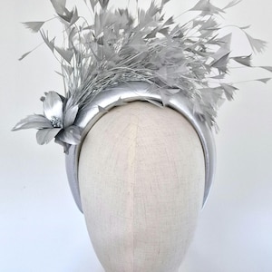 Silver headband fascinator wedding guest races headwear