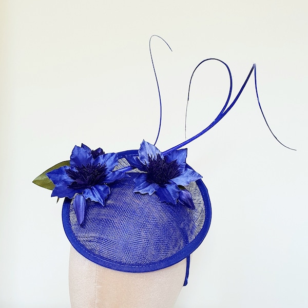 Cobalt Blue Royal Blue Flowers Hatinator Fascinator Wedding Special Occasion Racing