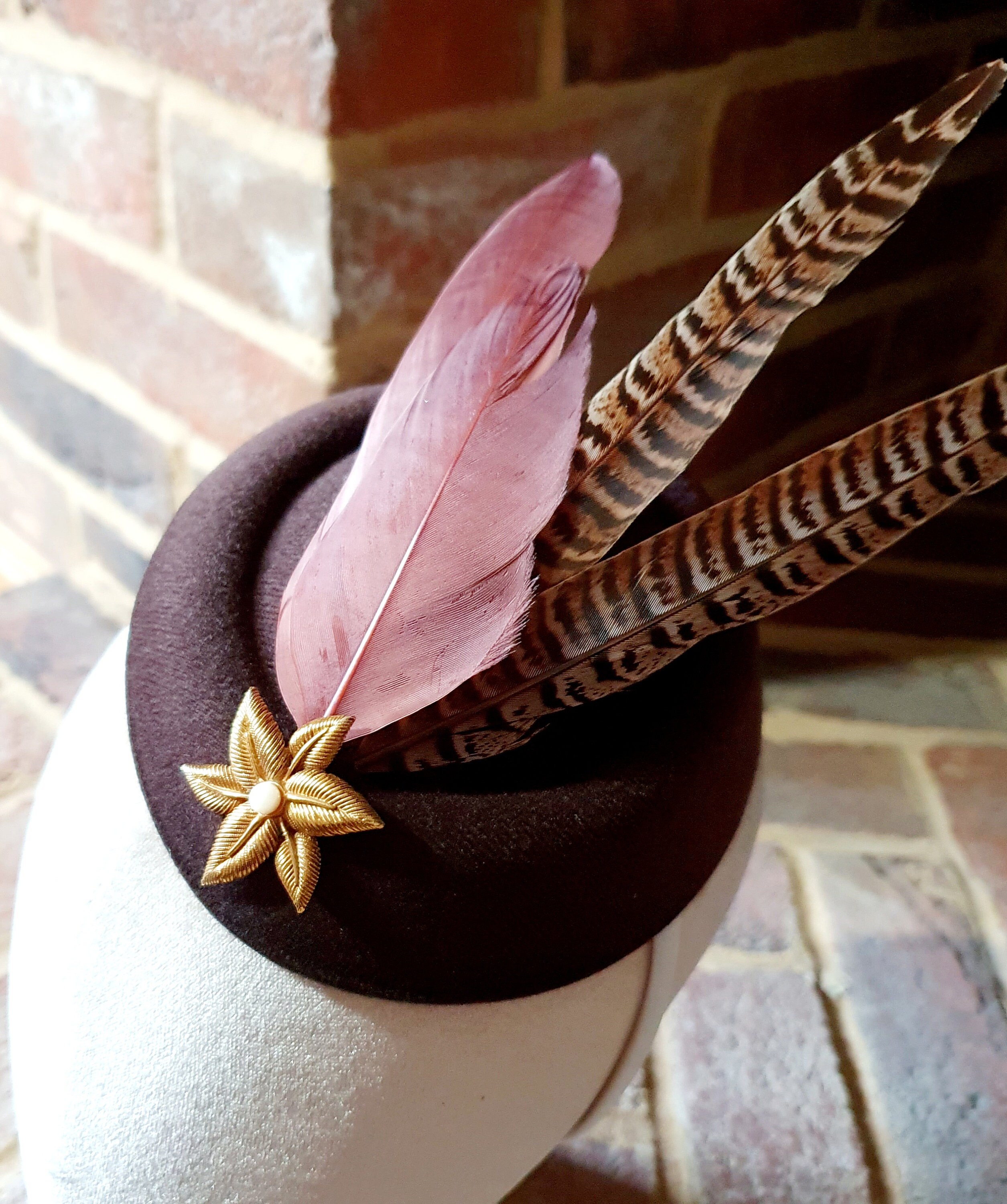 Vintage Feather Pillbox Coctail Hat Shop Fascinator Hat - Pillbox Feather Cocktail Fascinator  main image 2