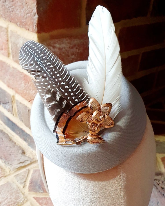 Feather Pill Box Style Hat Shop Fascinator Hat - Pillbox Feather Cocktail Fascinator  main image 3