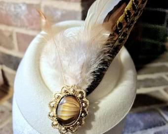 Vintage 1950s Black Feather Cocktail Pillbox Hat With Feather Detail Black Fascinator Hats for Women Pillbox Hat Set 20s 50s Top  main image 3