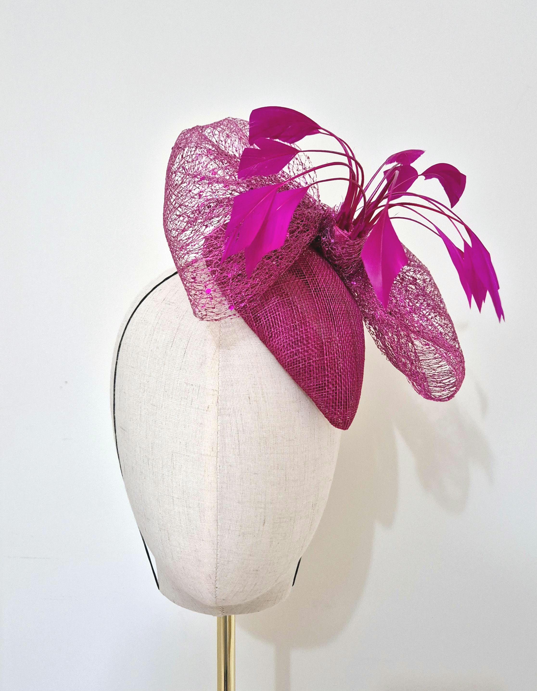 Fuchsia Pink Fascinator: Handmade Pink Wedding Hatinator