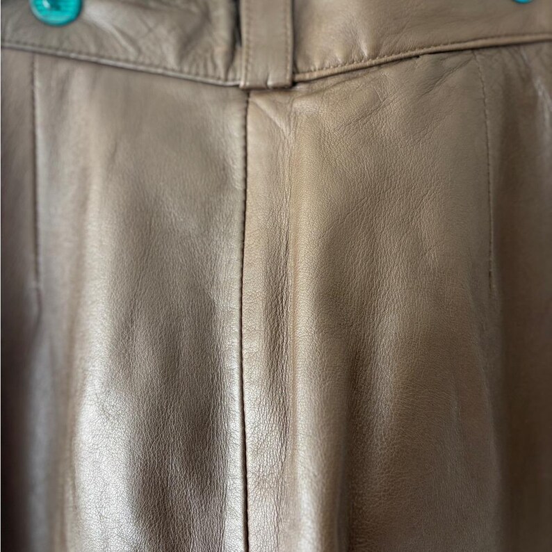 Vintage 80s Tannery West High Waisted Butter Soft Pleated Brown Leather Pants image 5