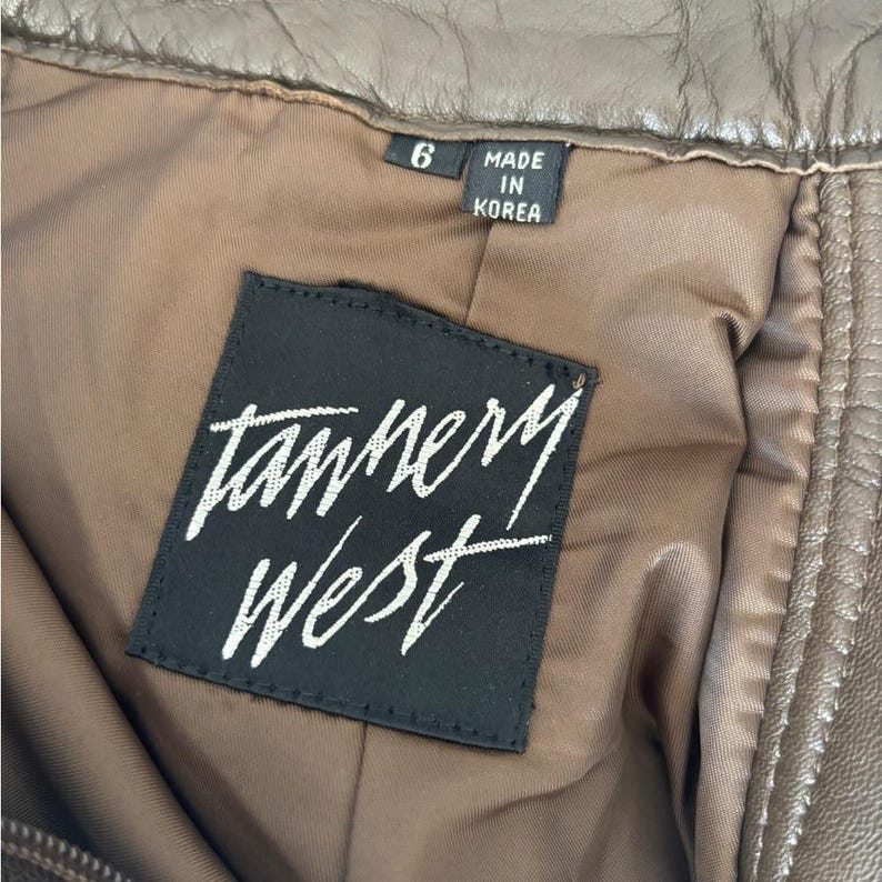 Vintage 80s Tannery West High Waisted Butter Soft Pleated Brown Leather Pants image 7