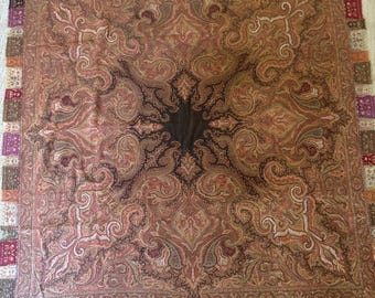 Antique Dutch Paisley wool fabric/ tablecloth.