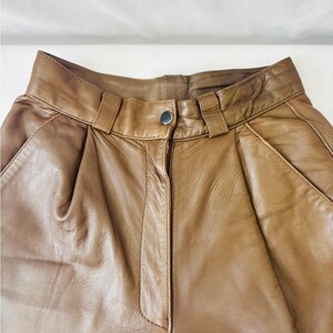 Vintage 80s Tannery West High Waisted Butter Soft Pleated Brown Leather Pants image 6