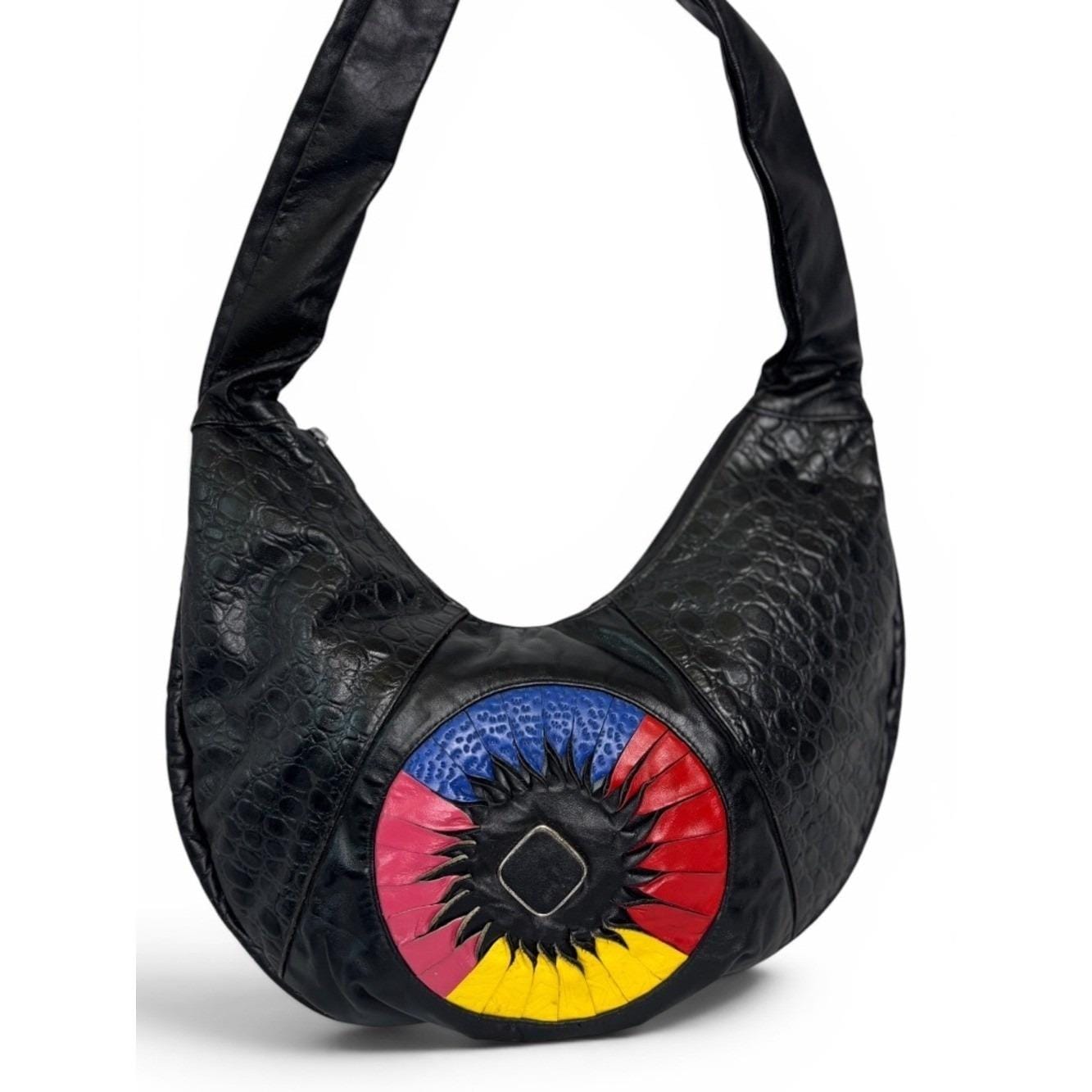 Vintage 80s Colorblock Leather Bag - Etsy