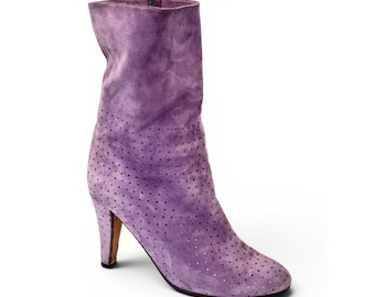 Botines de ante vintage Andrea Pfister – Lavanda con recortes de estrellas 7