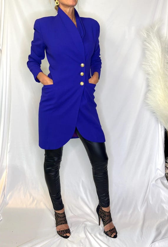 Vintage 80s Tahari Cobalt Blue Blazer Dress With Gold Buttons - Etsy  Australia