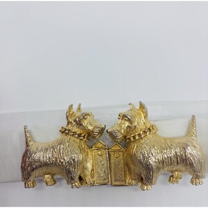 RARE Mimi Di N Vintage 1976 White & Gold-Tone Scottish Terrier Dogs Belt Buckle Terrier Belt Buckle - Etsy main image 4