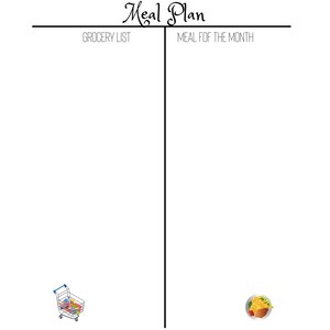 INSTANT DOWNLOAD Bundle Blank Meal Planner Printable Grocery List Organization Tools PDF Digital Download 8.5 x11