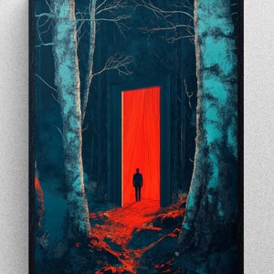 Twin Peaks Dale Cooper Poster | Entering the Black Lodge Illustration Art | Digital Instant Download Print | Vintage TV Show Decor