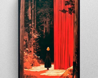 Twin Peaks Poster: Laura Palmer in the Black Lodge, Ligne Claire Style Illustration Printed Art