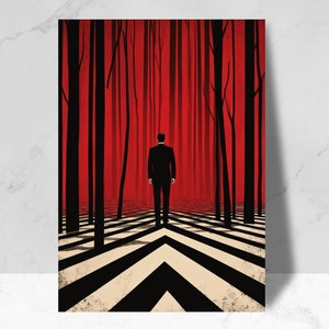 Agent Dale Cooper in the Black Lodge Forest Poster - Twin Peaks Fan Art - Entering the Black Lodge - Canvas and Printed Poster