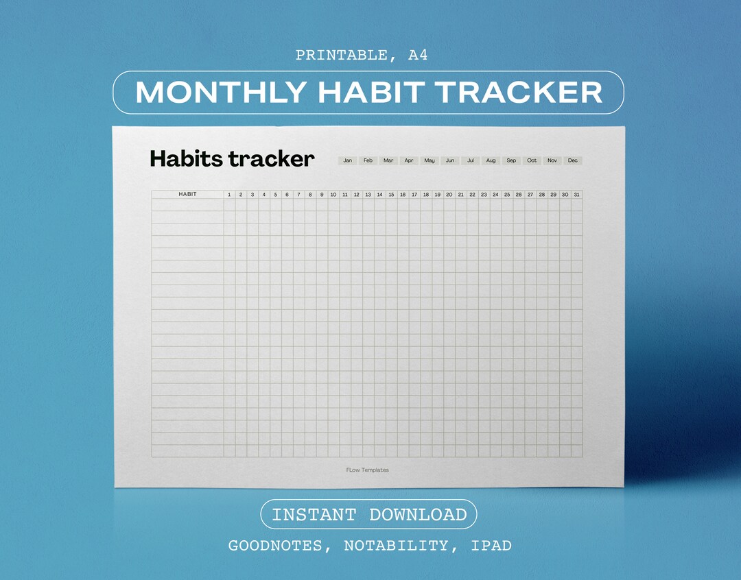 Minimal Habit Tracker Digital Printable Customizable Routine - Etsy