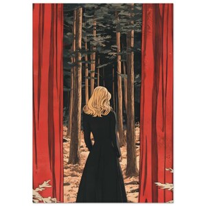 Mysterious Laura Palmer Twin Peaks Poster - Retro Illustration Fan Art - David Lynch Inspired Decor A1 (59.4 x 84.1  cm)