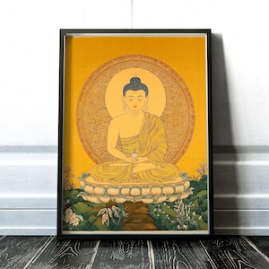 Poster Art | Buddha Painting Digital Wall Decor | Thangka Spiritual Print | Downloadable Art for Yoga Studio & Meditation