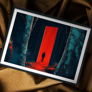 Twin Peaks Poster: Dale Cooper Black Lodge Art in Retro Cartoon & Anime Style - David Lynch Fans