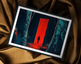 Twin Peaks Poster: Dale Cooper Black Lodge Art in Retro Cartoon & Anime Style - David Lynch Fans