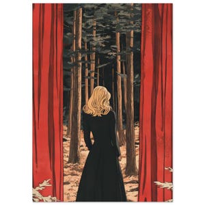Mysterious Laura Palmer Twin Peaks Poster - Retro Illustration Fan Art - David Lynch Inspired Decor A0 (84.1 x 118.9  cm)