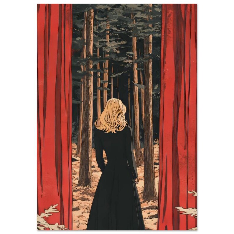 Mysterious Laura Palmer Twin Peaks Poster - Retro Illustration Fan Art - David Lynch Inspired Decor A0 (84.1 x 118.9  cm)