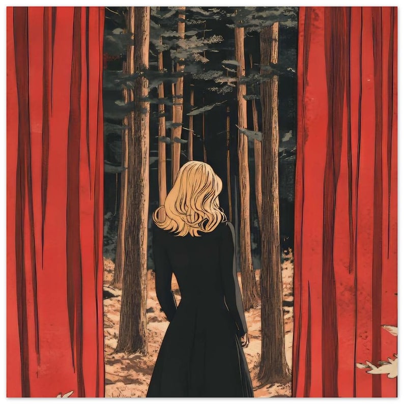 Mysterious Laura Palmer Twin Peaks Poster - Retro Illustration Fan Art - David Lynch Inspired Decor 50x50 cm / 20x20″