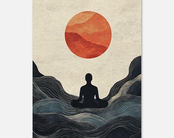 Zen Meditation Sun Wall Art Poster Print